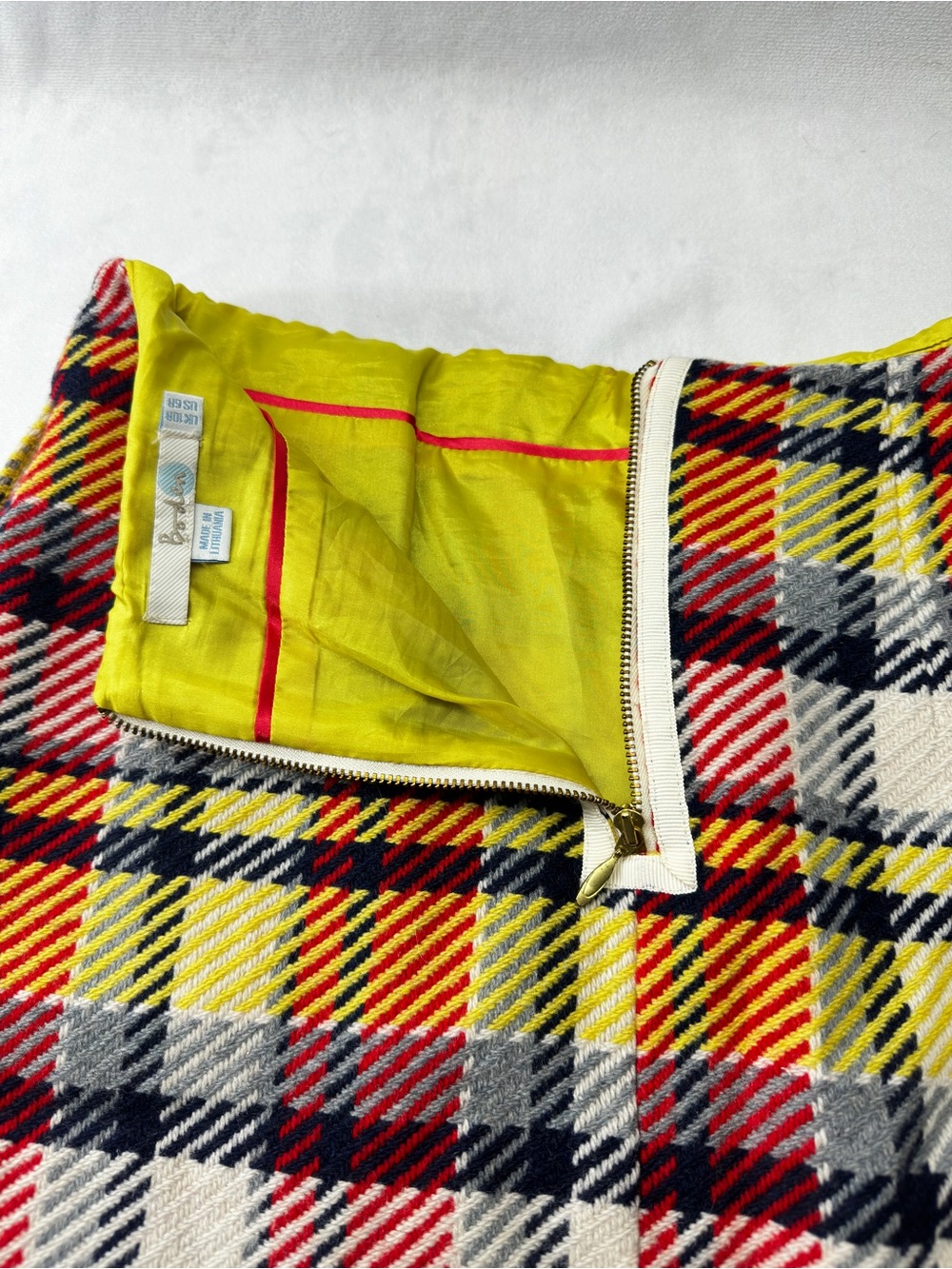 Boden Plaid Midi Skirt Pencil Checked 6 Regular Preppy Academic Yellow Womens - Picture 6 of 8